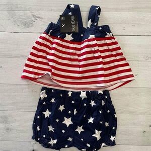 baby girl okie‎ dokie patriotic two piece outfit 3 months